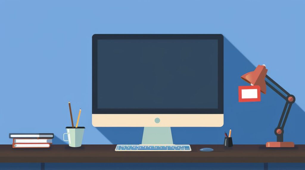 何も表示されないパソコン画面